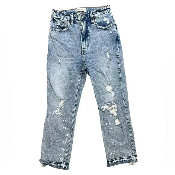 Abercrombie & Fitch Curve Love High Rise Ankle Straight Jeans Size 2 Short - Picture 2 of 7